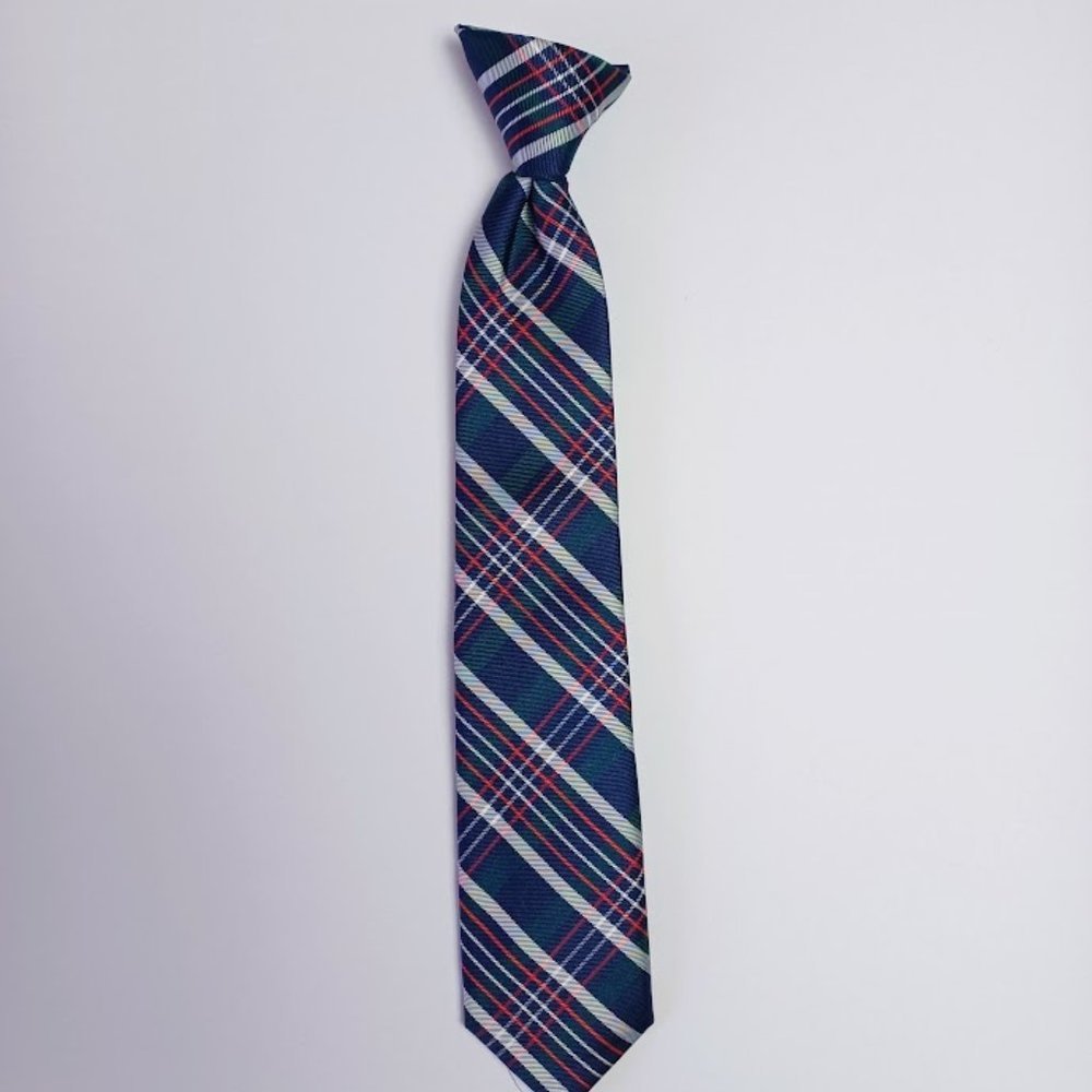 Chaps Kid's Clip-On Tie - Plaid - One Size - EUC